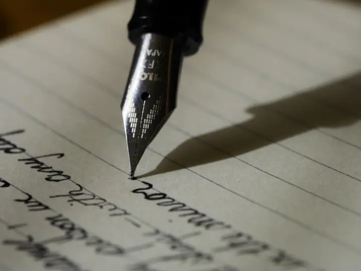 Writing a letter with a fountain pen